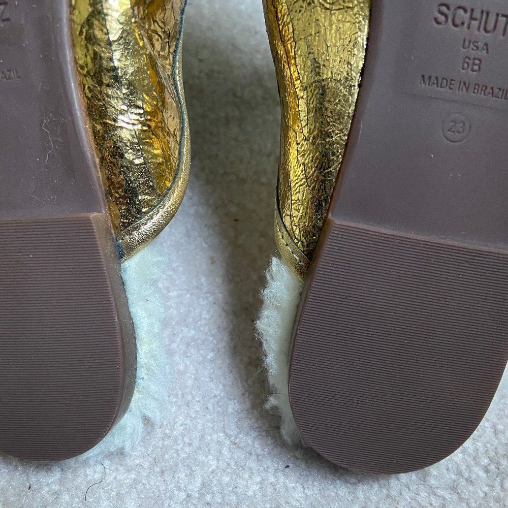 SCHUTZ Women Evelin Leather Shearling Slide Ballerina Flats - NEW NWOB - Picture 8 of 8